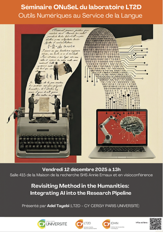 Séminaire ONuSeL : Revisiting Method in the Humanities: Integrating AI into the Research Pipeline