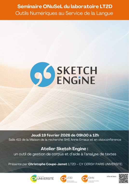 Séminaire ONuSeL: Atelier Sketch Engine : un outil de gestion de corpus et d’aide à l’analyse de textes 