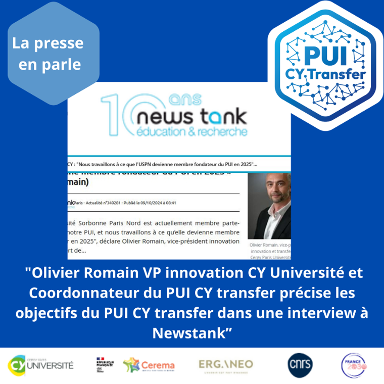 Interview d'Olivier Romain sur le PUI CY Transfer dans NewsTank